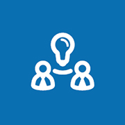 Icon of two people with a lightbulb above their heads