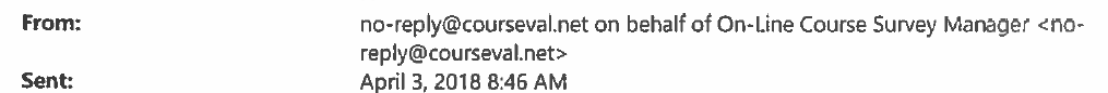 Sample of email from CoursEval