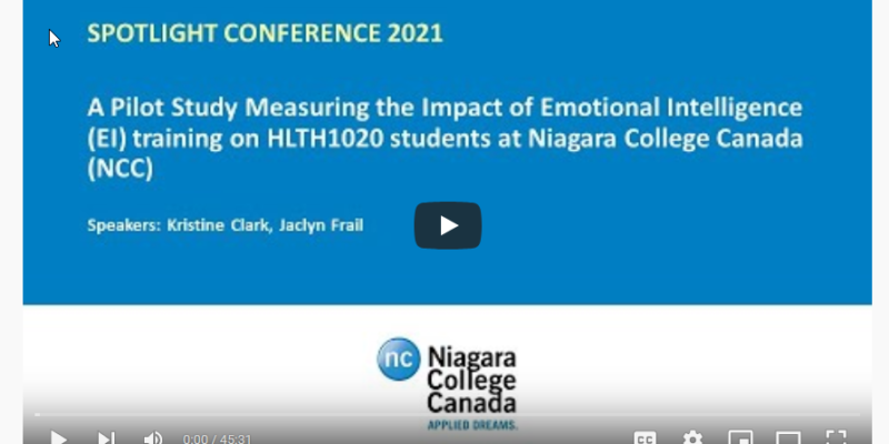 Thumbnail preview of the A Pilot Study Measuring the Impact of Emotional Intelligence (EI) training on HLTH1020 students at Niagara College Canada (NCC) video