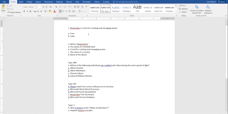 Thumbnail preview of the Formatting a Test File for Respondus 4 video