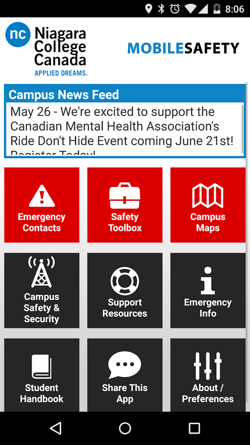 Free Mobile Safety App Campus Safety and Parking Services Niagara