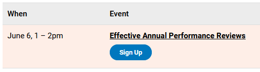 A cursor hovering over a sample course name in the PD Calendar Schedule