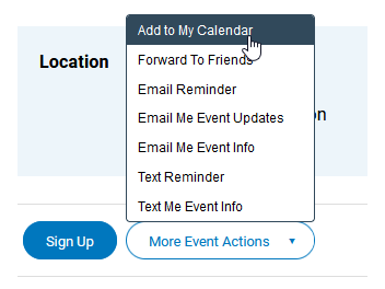 Mobile flying example showing Add to My Calendar option