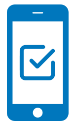 Illustration of a mobile phone with a checkmark on the screen