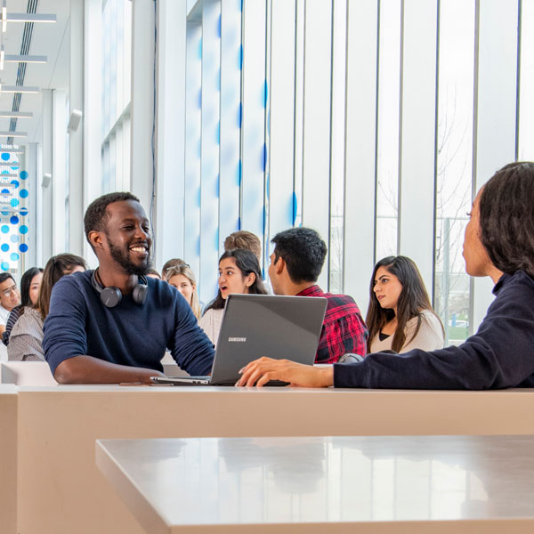 Students hanging out in the cafeteria