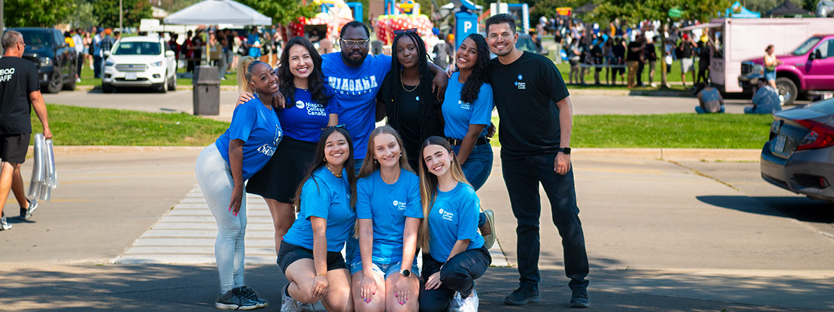 Group of volunteers on Orientation Day Carnival