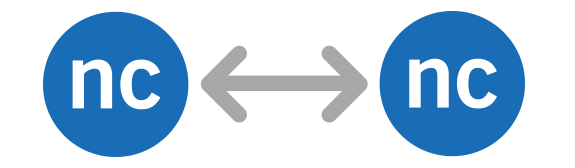 An arrow pointing between 2 NC logos