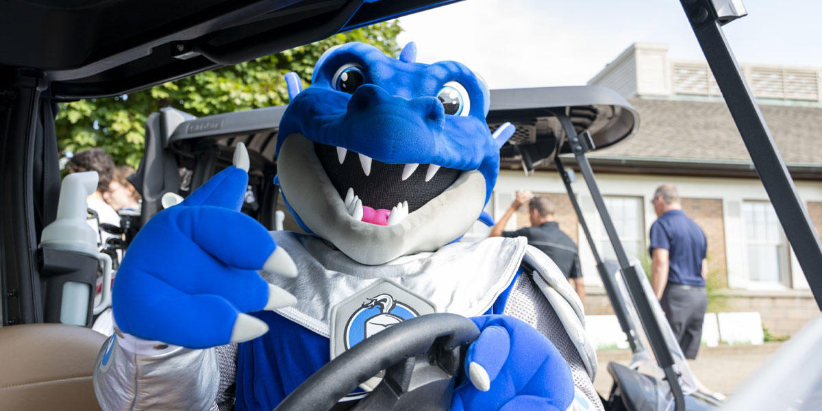 NC's mascot Noble gives a thumbs-up
