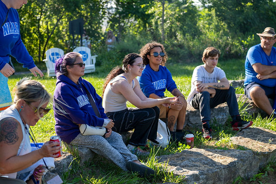 Students,faculty and community members at the Indigenous Education Garden at the NOTL campus.