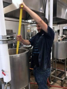Brewmaster student Joseph Bannon is hard at work at the NC Teaching Brewery in preparation for Project Brew Summer 2016.