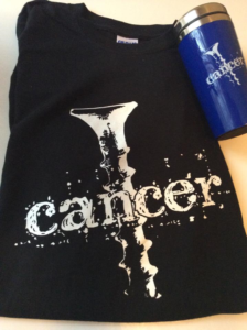 'Screw cancer' t-shirts designed by Miranda Baeur have been used by the Rally for Kids with Cancer at SickKids in 2012 and 2014.
