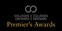 A black, gold and silver logo for the Colleges Ontario premier's award.