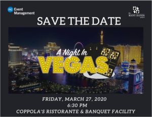 Save the date information for the Many Hands Project A Night in Vegas event