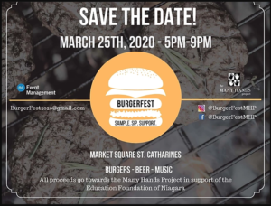 Save the date information for Many Hands Project BurgerFest event