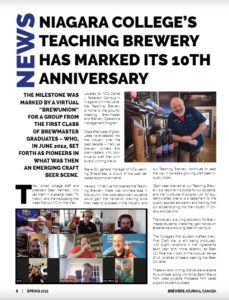 a page in the Brewers Journal Canada magazine