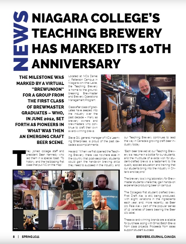 Brewers Journal Canada NC's Teaching Brewery has marked its 10th