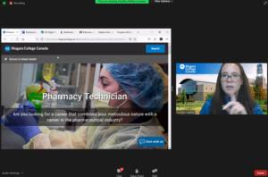 a screen shot of NC's virtual Spring Open House