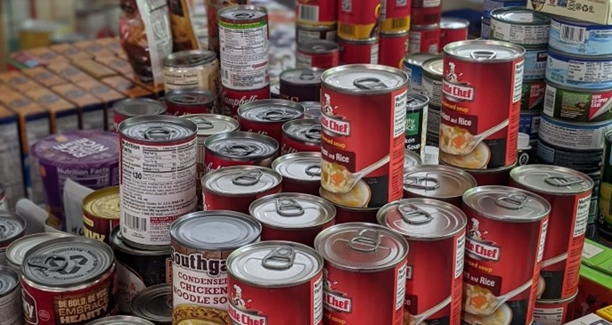 Canned food on a table