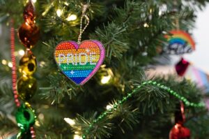 Pride themed heart ornament