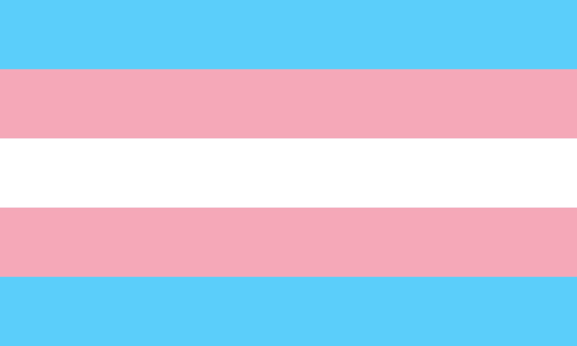A flag with baby blue, pink and white stripes