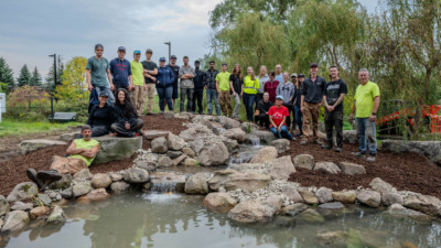 Landscape Technician students make a splash building new campus pond Landscape Technician students make a splash building new campus pond
