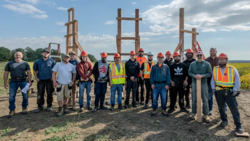 Nailing it! Carpentry students frame “Three Sisters” installation in NOTL