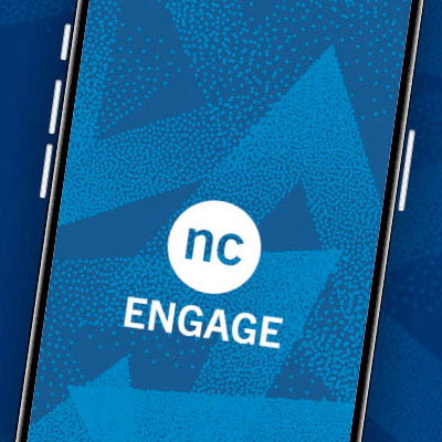 NC Engage App home screen displayed on iphone.