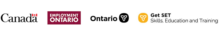 Employment Ontario, Province of Ontario, Government of Canada and Get SET (Skilld, Education and Training) Logo