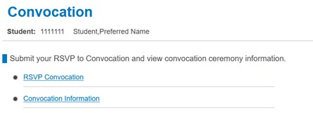 RSVP to Convocation section with RSVP Convocation link