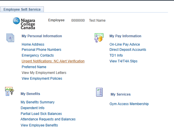 Urgent Notifications link item within MyNC
