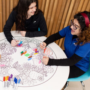 Students colouring together