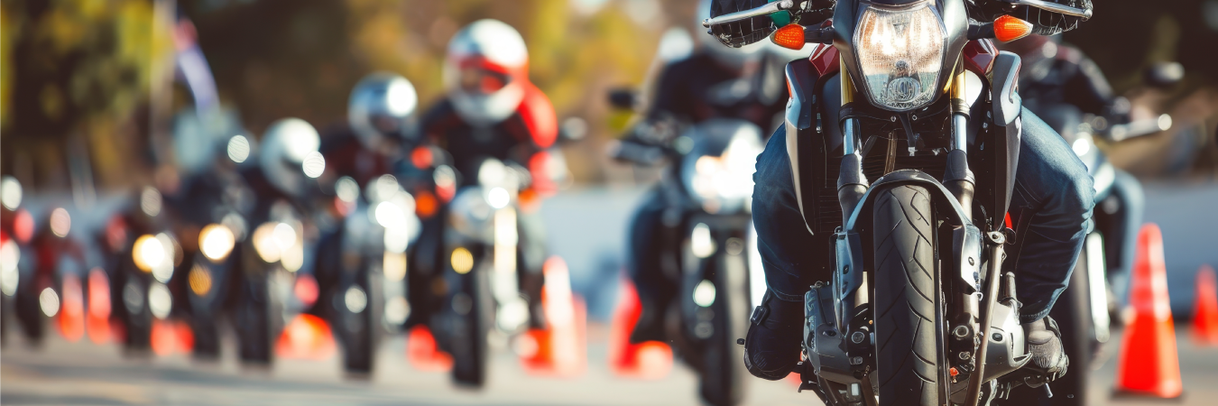 Motorcycles riding in a row