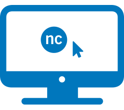 A cursor on a screen clicking an NC button