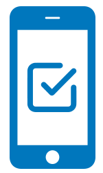 Illustration of a mobile phone with a checkmark on the screen
