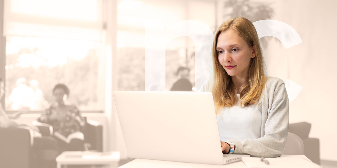 Woman working on laptop