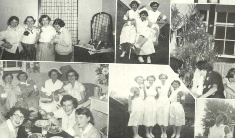 Collage of black-and-white photographs from the Mack School of Nursing Mack School of Nursing.