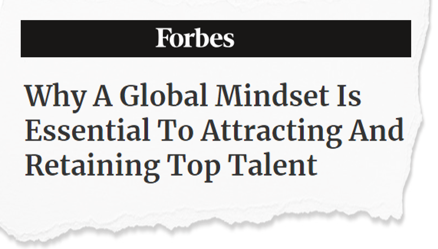 Newspaper clipping demonstrating the importance of developing a global mindset for employment success.