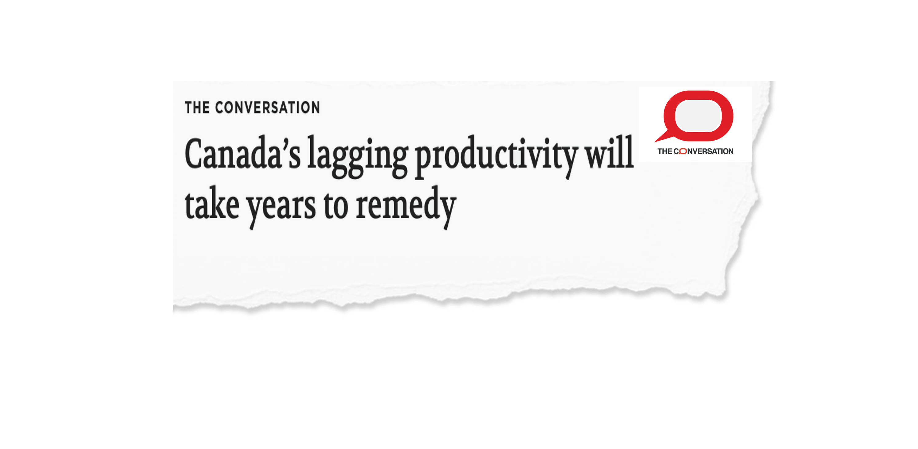 Newspaper clipping demonstrating trend of declining productivity levels within Canada.