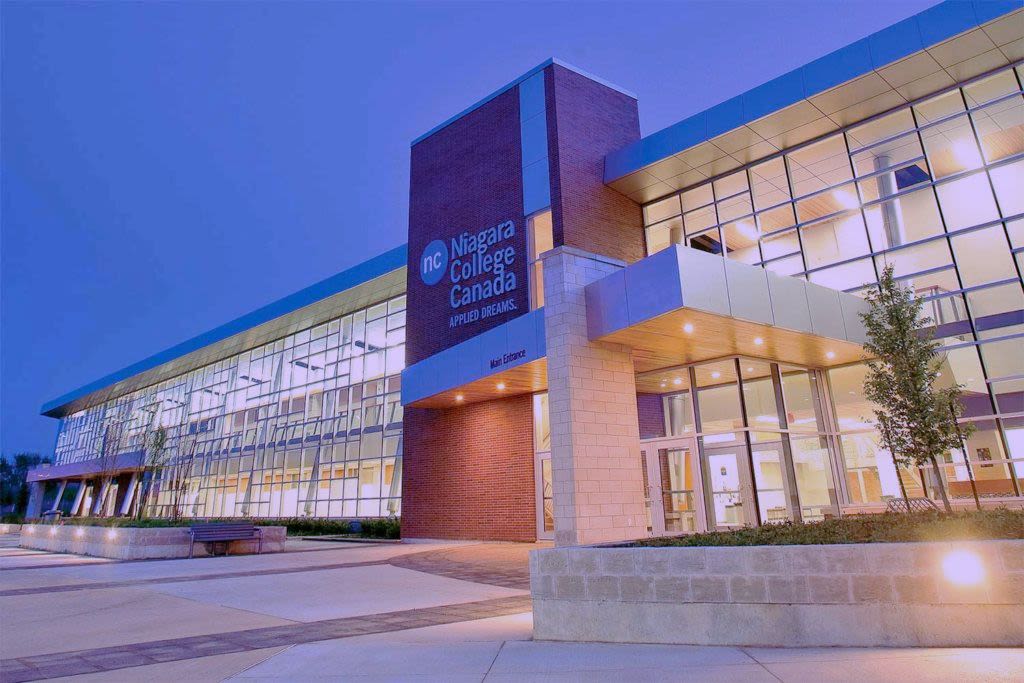 Niagara College building entrance at Welland Campus.
