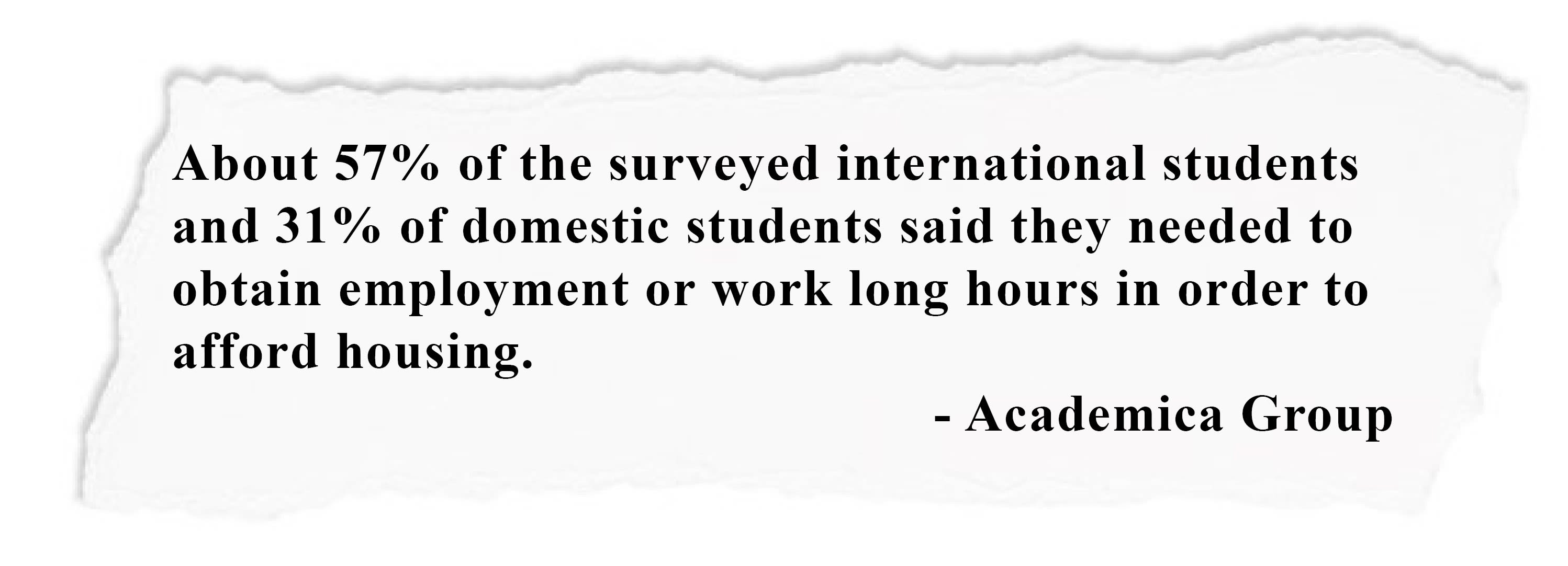 Report quote about students needing to obtain extra employment to afford housing.