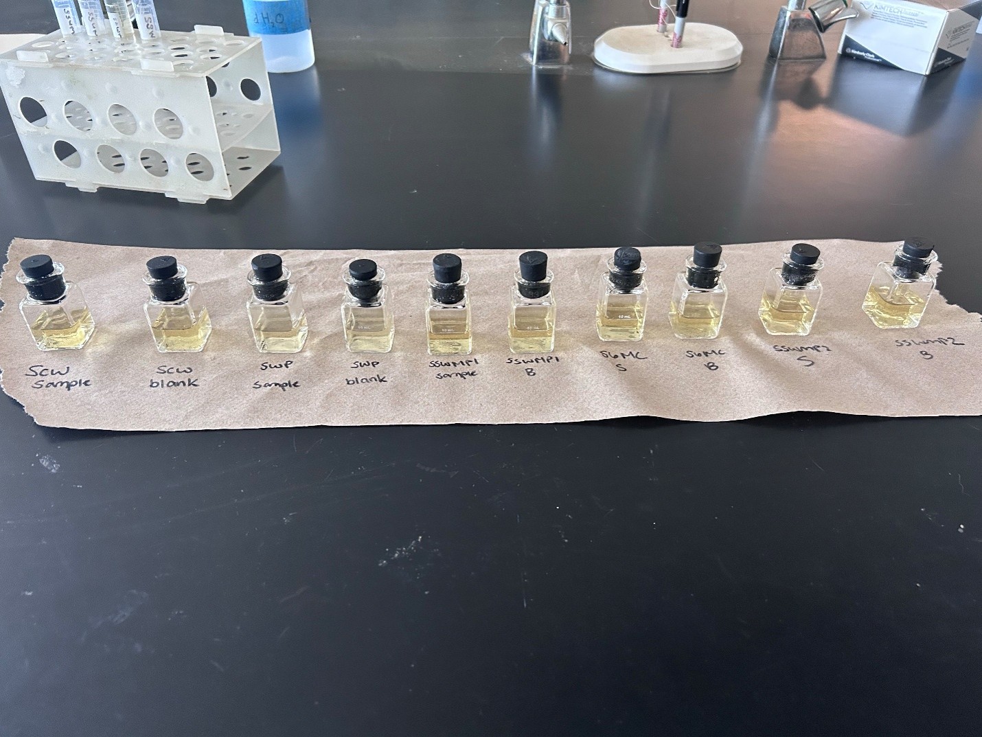 Soil samples being set up for the HACH method to determine nitrates