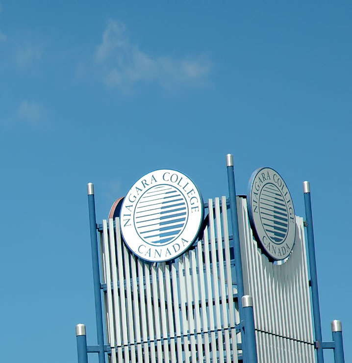 Welland campus tower with old NC logo