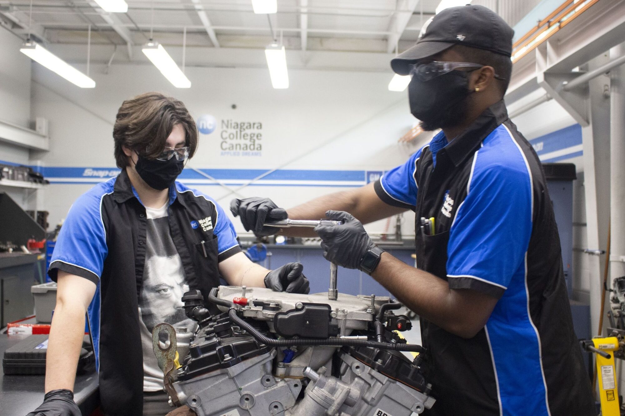 students work in the motive power lab