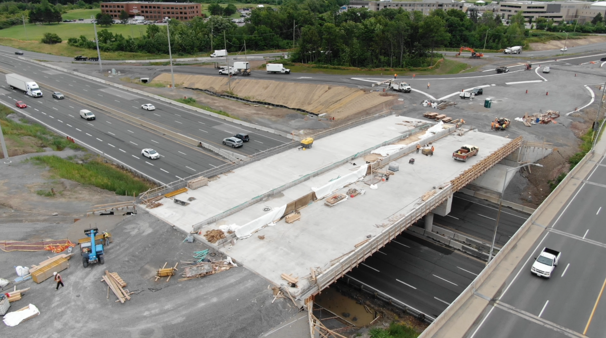 Aerial view of construction at Glendale avenue in Niagara-on-the-Lake.