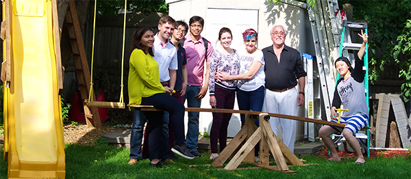 Students with their Homestay family