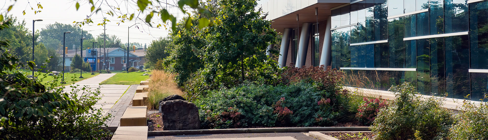 Front of the Welland Campus looking towards Woodlawn Road